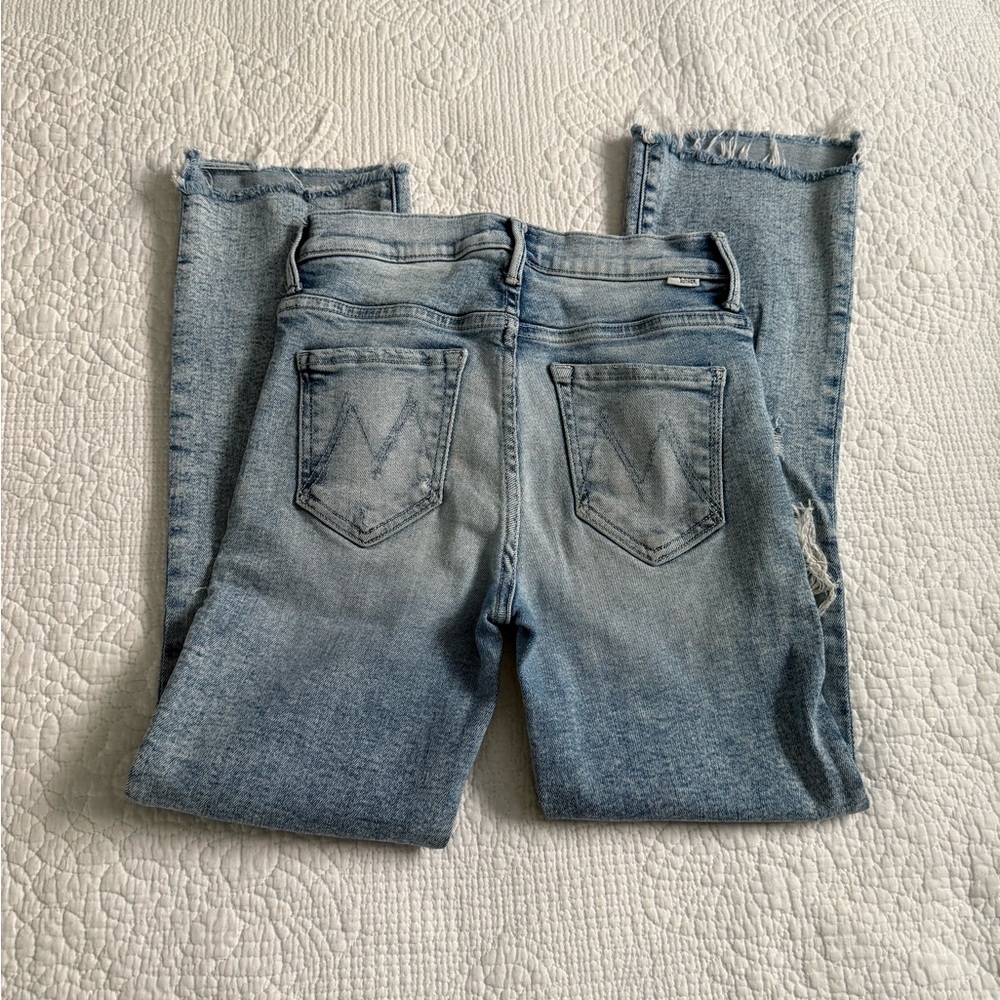 MOTHER The Insider High Rise Crop Step Fray Hem Jeans Love In A Boat - Picture 4 of 7